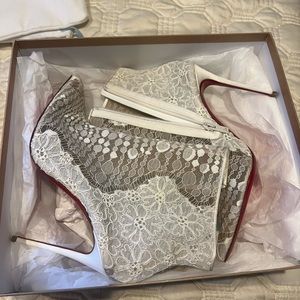 Christian Louboutin- White Lace boots! Brand New!